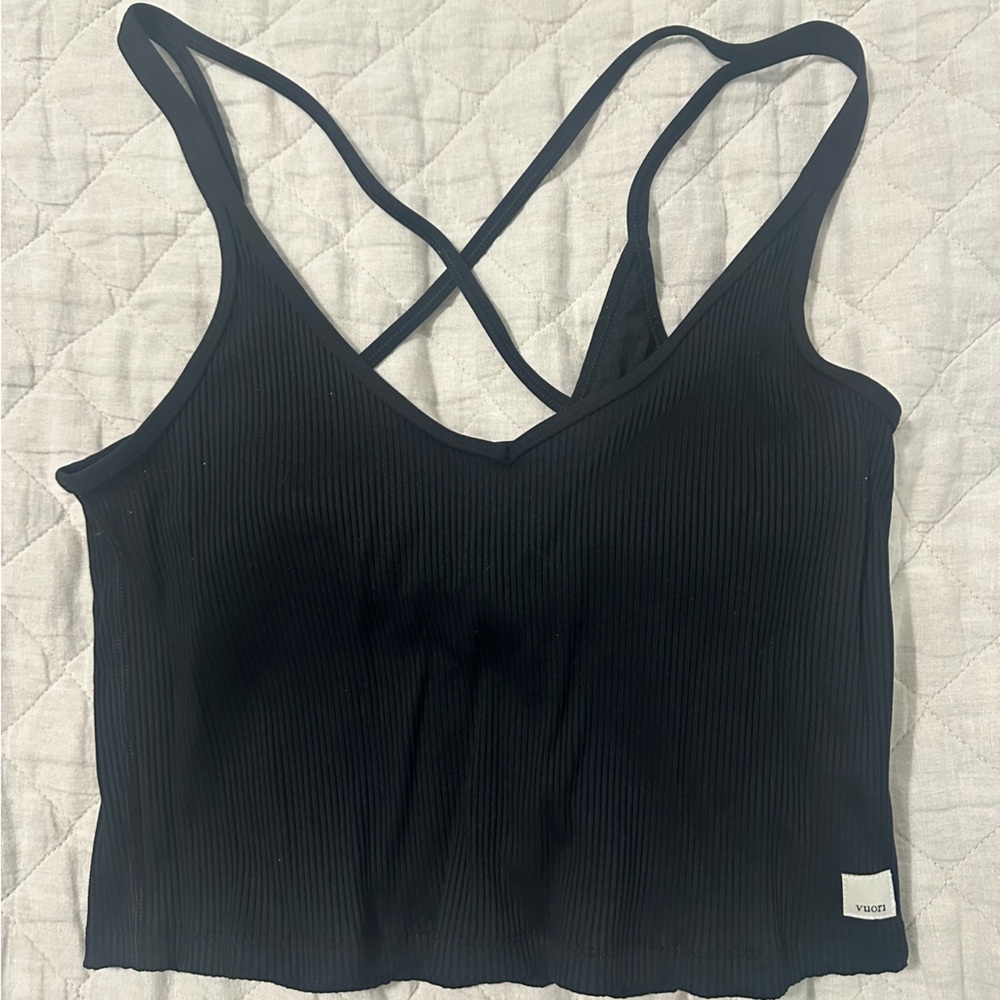 Vuori Rib Crop Tank - Black, Womens L